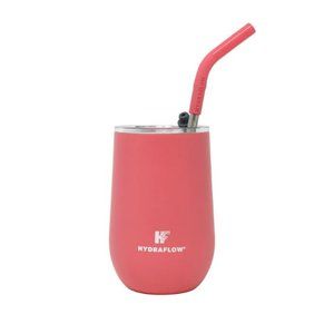 14 OZ - SOUL WINE TUMBLER W/ STRAW - PASTEL CORAL